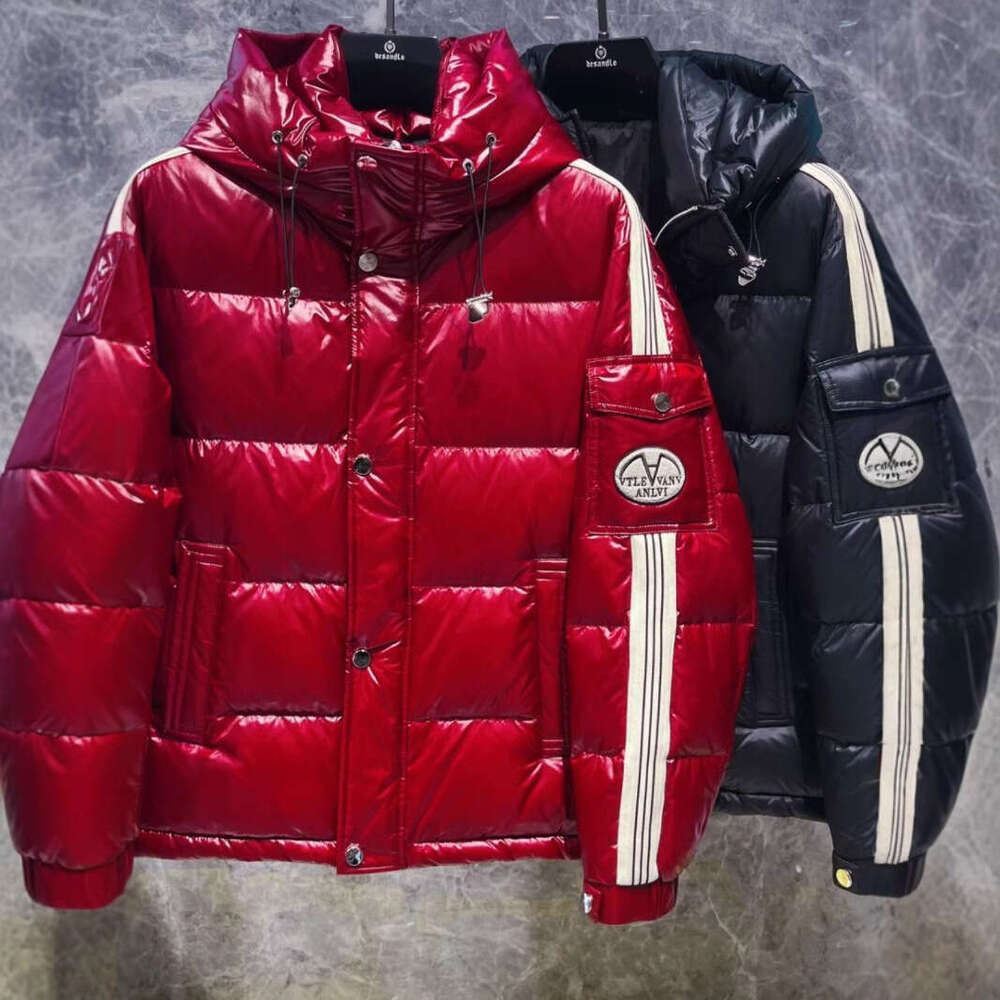 New American European Winter Men's Down Jacket With Hood 90% White Duck Down Trendy Slim-Fit Warm Coat Stylish And Handsome In Red Luanyun