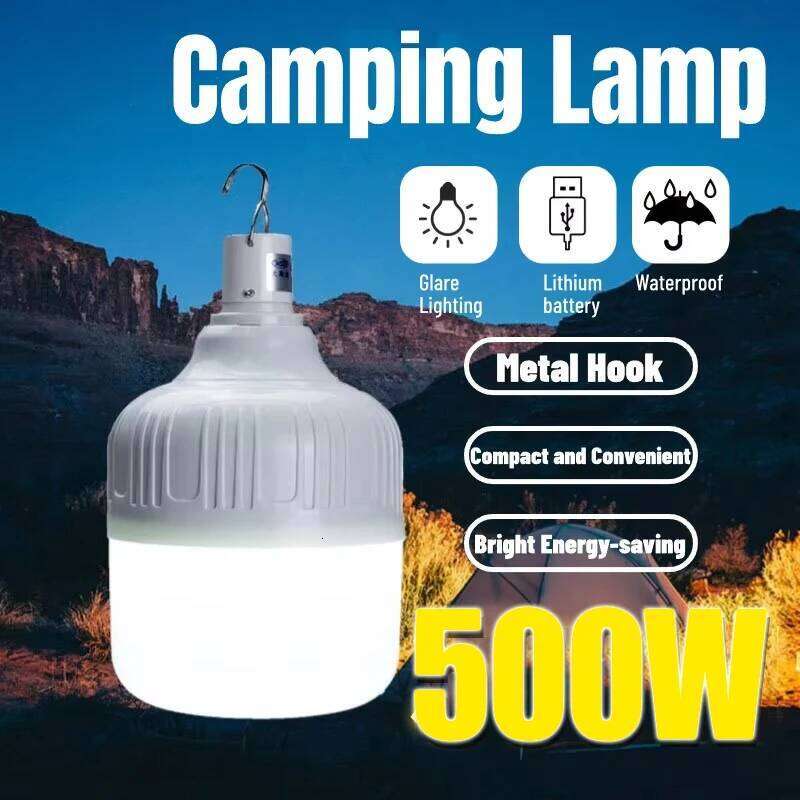 100/500W Portable Camping Lamp Battery Lantern Outdoor Rechargeable Mobile LED Bulbs Fishing Tent Patio Porch Garden Lighting S260302