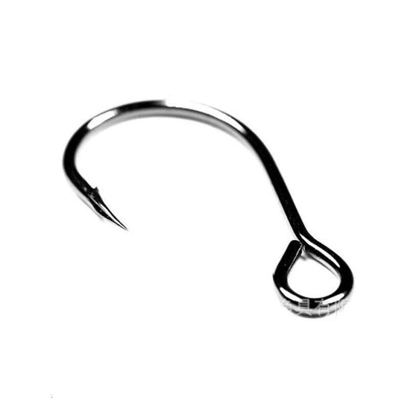 50pcs Size 8#-2/0# for Fishing Lure Replacement Single Fish Bait Inline Hook Big Eye Sharp High Carbon Steel Z260228