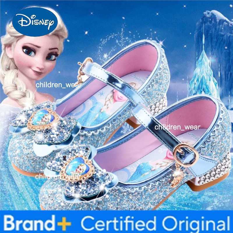 Disney New Elsa Shoes For Girls Cartoon Leather Children Shoes Frozen Princess Kids Shoes Girl Sandals Dress Snow Queen Sandal Koreans H260303