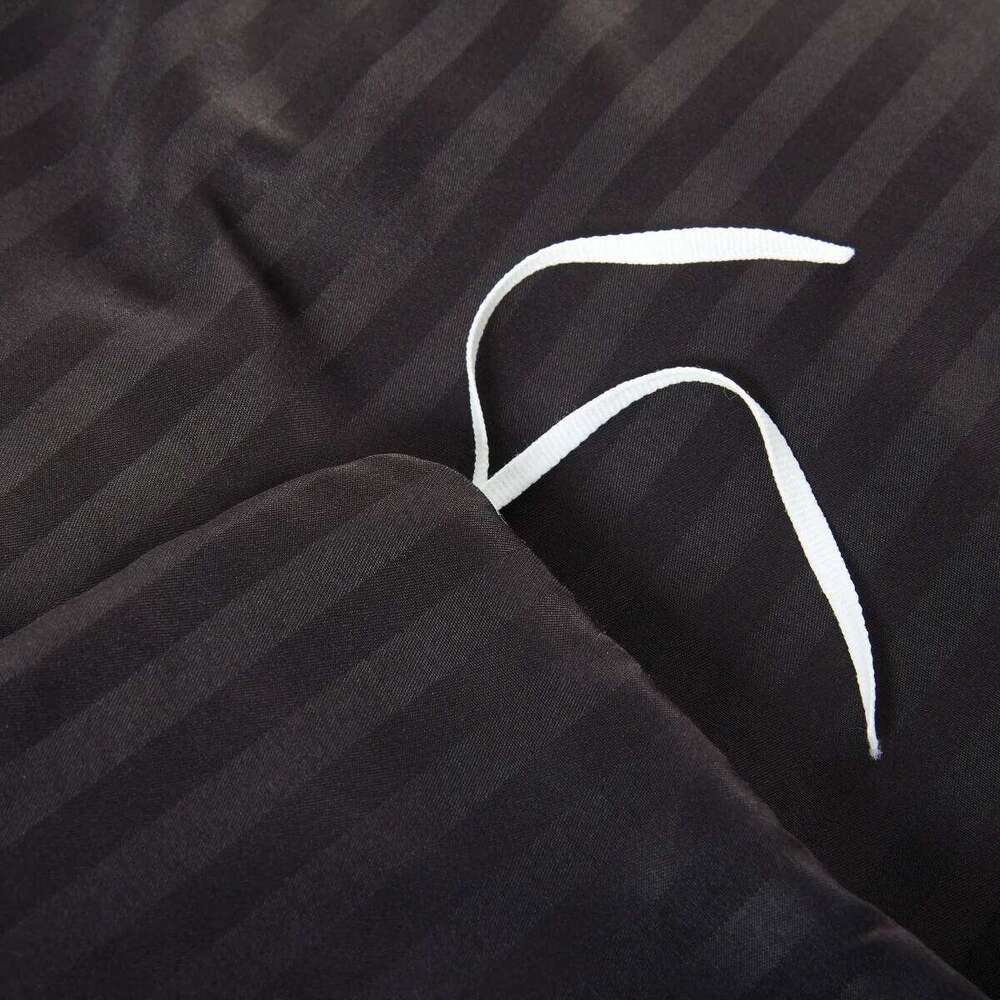 Black Satin Duvet Super Soft Luxury Silky Stripes Reversible Bedding Set 2/3 Piece Twin Queen Comforter Cover with Zipper W260302