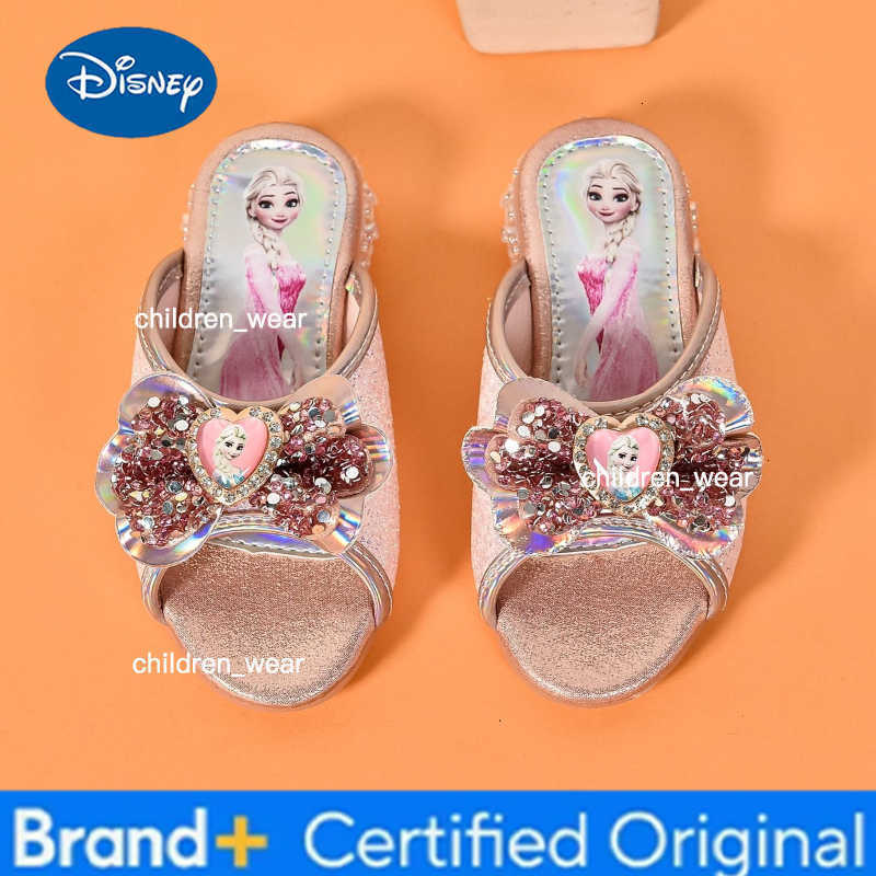 Disney Girls Elsa Princess Flip-Flops Summer Bow Sandals Anti-Slip Slippers for Big Kids H260303