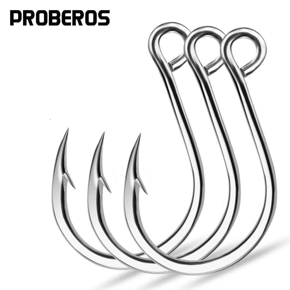 PROBEROS 20PCS Jigging Hook Carp Eye Worm Barbed Inline Hooks Saltwater High Carbon Steel Fishing Accessories Z260228