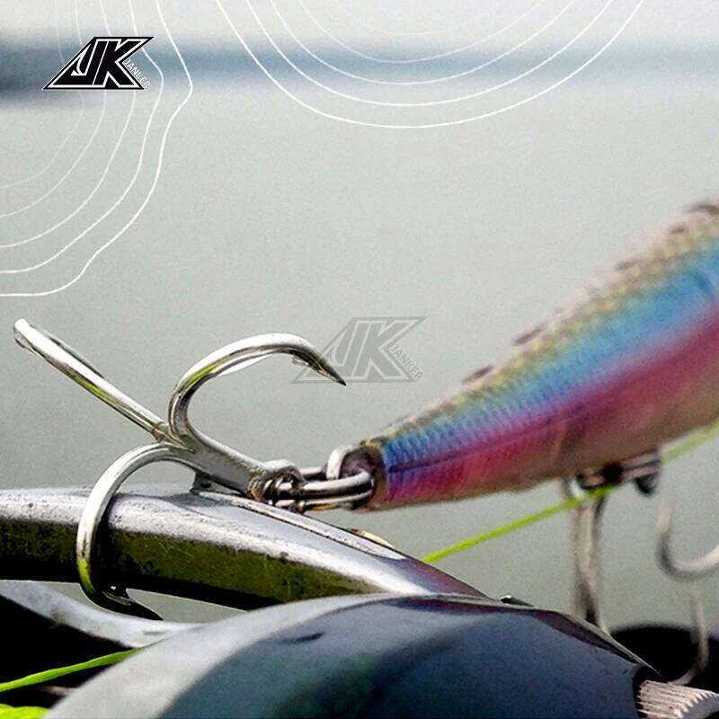 JK JT-17 Gray Color Treble T-Groove 1X Jig Triple Fishing Hook Super Antirust Tee Hooks For Light Spoon Z260228
