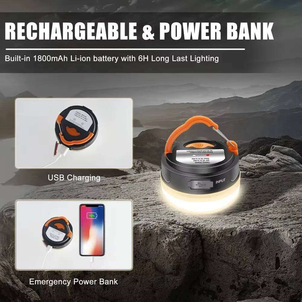 Power Lantern Tents USB Rechargeable Portable Mini Camping Light Outdoor Hiking Night Hanging Lamp S260302