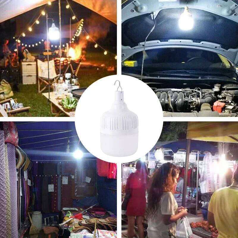 60W/80W Portable Outdoor Camping USB Rechargeable BBQ lamp LED Emergency Bulb Hook High Power Tents Lantern Night Lights S260302