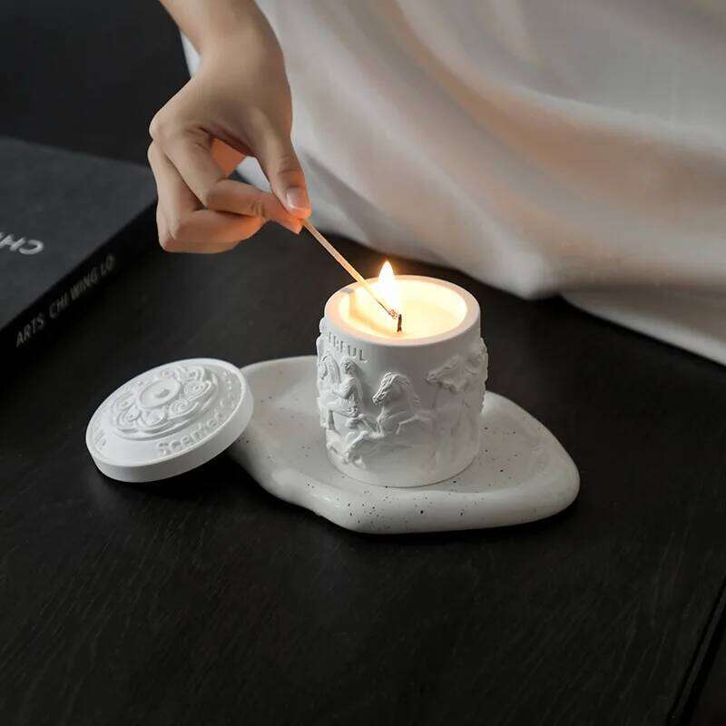 Luxury The Parthenon Sculpture Jar Aromatherapy Candle Plaster Cup Soy Wax Plant Essential oils Candles Home Decoration W260303