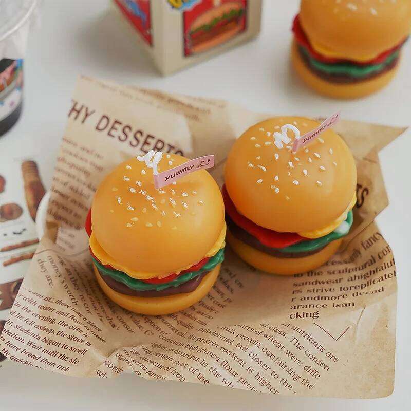 Creative Beautiful Hamburger Scented Handmade Aromatic Decoration Ornament, Simulation Food Candle, Birthday and Christmas Gift W260303