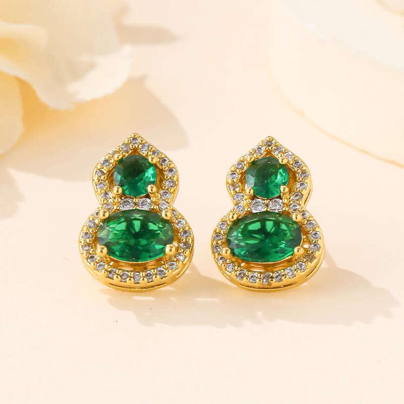 French-style Vintage Zircon-inlaid Gourd Earrings Light Luxury Exquisite And Fashionable Versatile Earrings