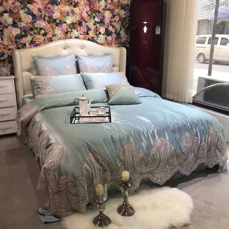 4/6Piece Minimalist Style Bedding Set Lace Edge Duvet Cover Silk Cotton Soft Sheet Pillowcase Twin Full Queen Size Bedclothes W260302