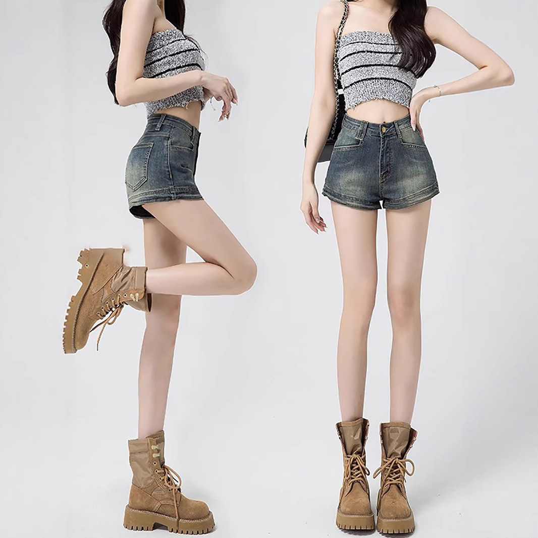 Americn Retro Denim Shorts Designer Pnts For Women Summer New High Wist Tight Elstic A-line Ultr Short Hot Girl Hot Pnts