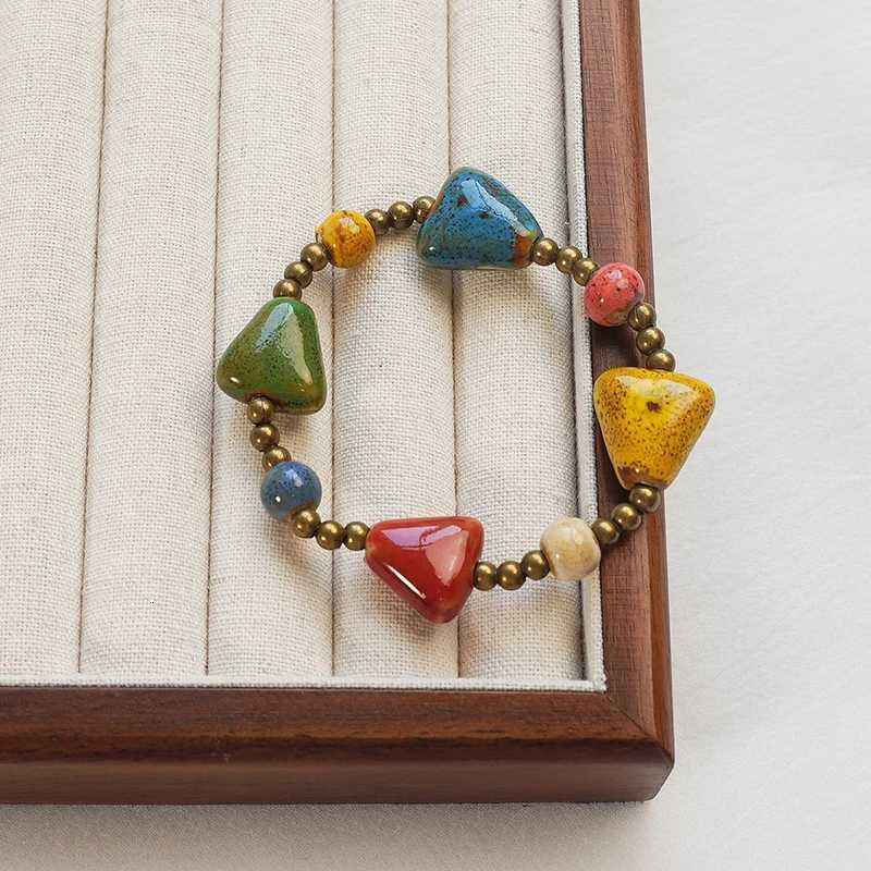 Colorful Hand Woven Beaded Bracelets Jewelry Accessories Gifts Ethnic Style Ceramic Beaded Adjustable Bracelets For Women Men H260303