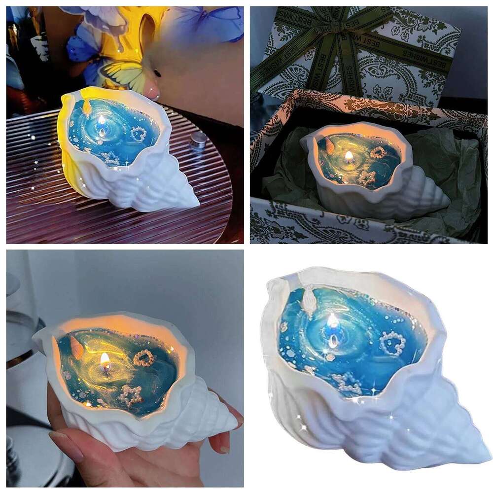 Seashell Candle Handmade Natural Scented Soy Wax Long Burn Time Home Candles with Sandalwood Fragrances for Room Decor W260303