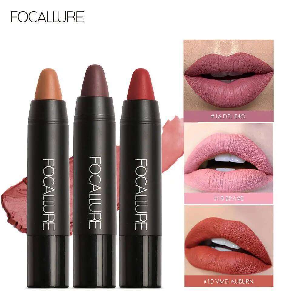Focallure Lipstick 19 Colors Waterproof Matte Lipsticks Soft Texture Stick Cosmetic Sext Red Nude Lip Makeup Batom H260302