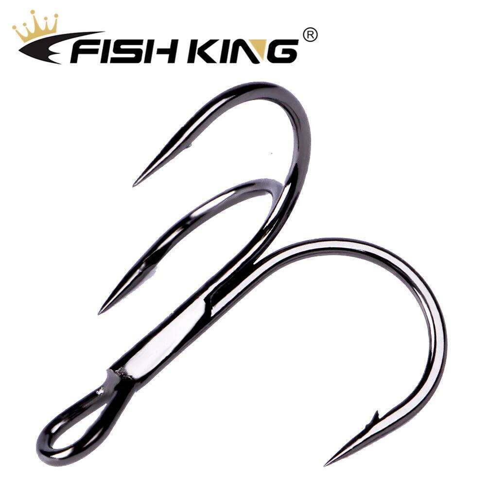 FISH KING 20pcs/pack Black Nickel High Carbon Steel Overturned Treble Hook Hard Soft Lure Bass Fishing Tackle Z260228