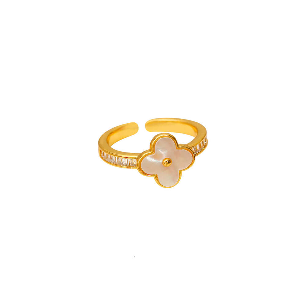 Four-leaf Clover Shell Flower Sweet Fashionable Temperament Index Finger Ring For Women