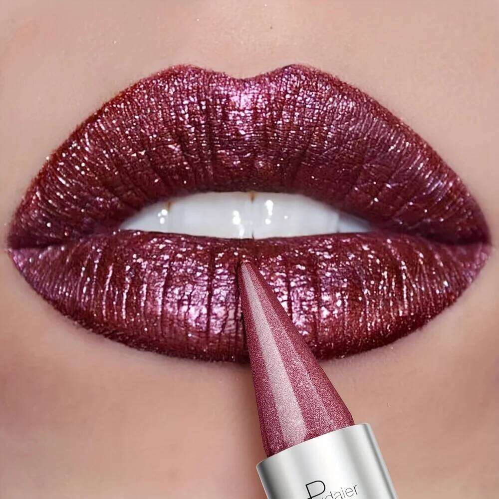 Waterproof Sparkle 24H Long Lasting, Pearlescent Shiny Lip Makeup, Lightweight Colorfast Lipstick H260302