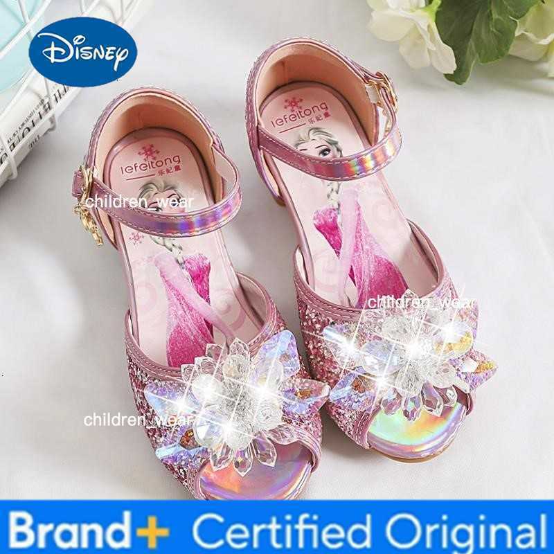 Disney Girls Sandals New Elsa Princess Shoes Summer Frozen Children High Heels Crystal Casual Shoes Sequins Little Girl Shoes H260303