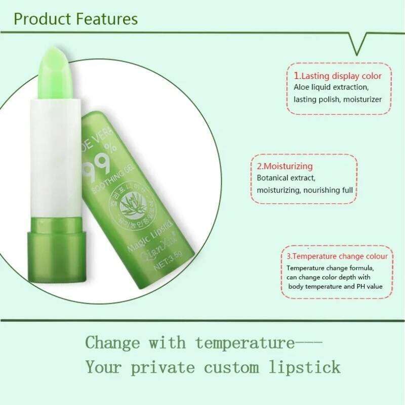 New Natural ALOE VERA Temperature Change Color Jelly Lipstick Long Lasting Moistourizing Makeup Balm Lip Gloss H260302