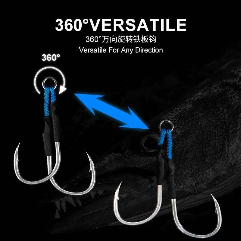 2/0 3/0 5/0 9/0 Double Assist Barbed Hook High Carbon Steel Slow Hooks with PE Line Sea Fishing Pike Metal Jigging Bait Z260228