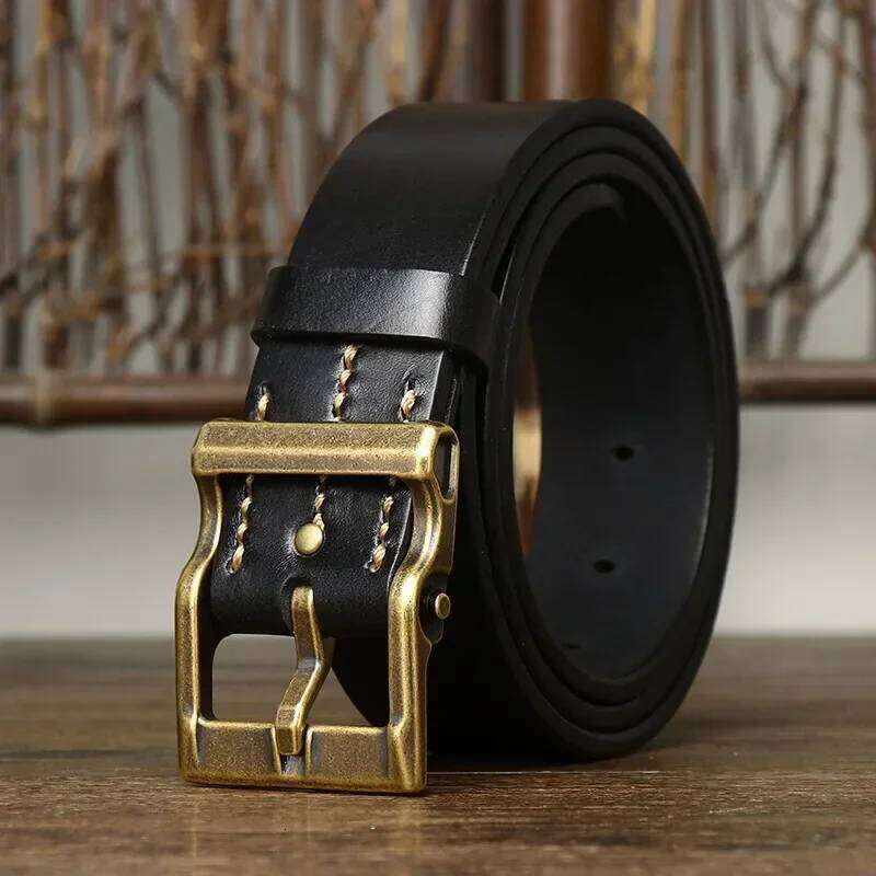 3.8CM Pure Cowhide High Quality Genuine Leather Belts for Men Strap Male Brass Buckle Fancy Vintage Jeans Cowboy Thicken Cintos S260228