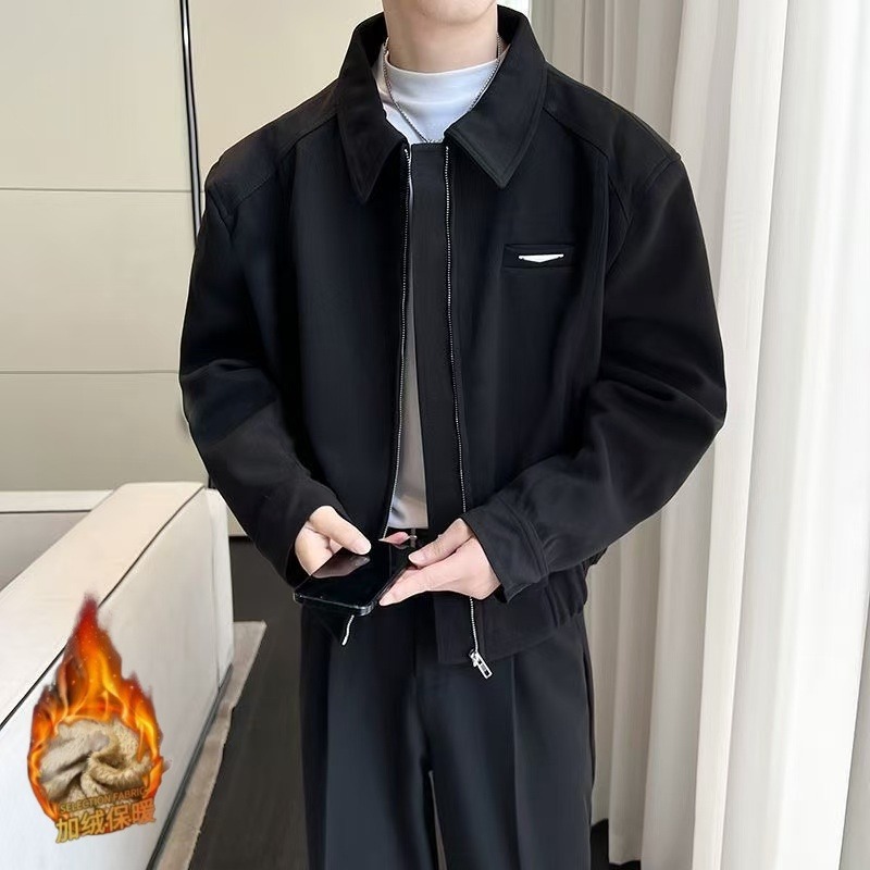 Jpnesestyle Lpel Highend Utumn Nd Winter Slimfit Fleecelined Vintge Fshion Jcket For Designer Jacket Young People