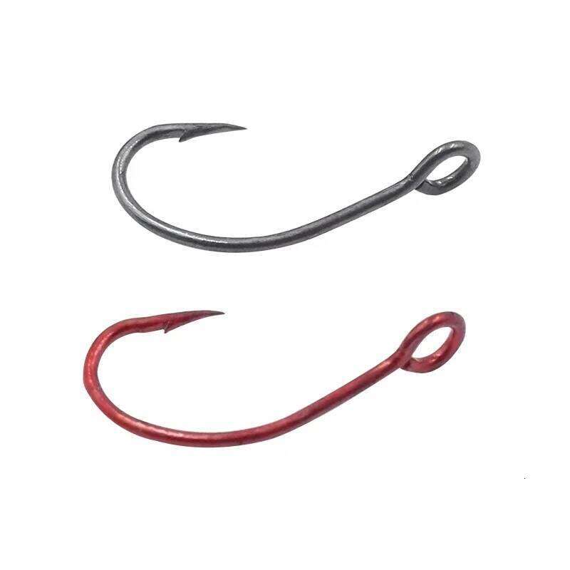 OUTKIT 20pcs High Carbon Steel Red Single 6# 8# 10# Carp Fishing Hook With Ring Fish Hooks For Lure Spoon Z260228