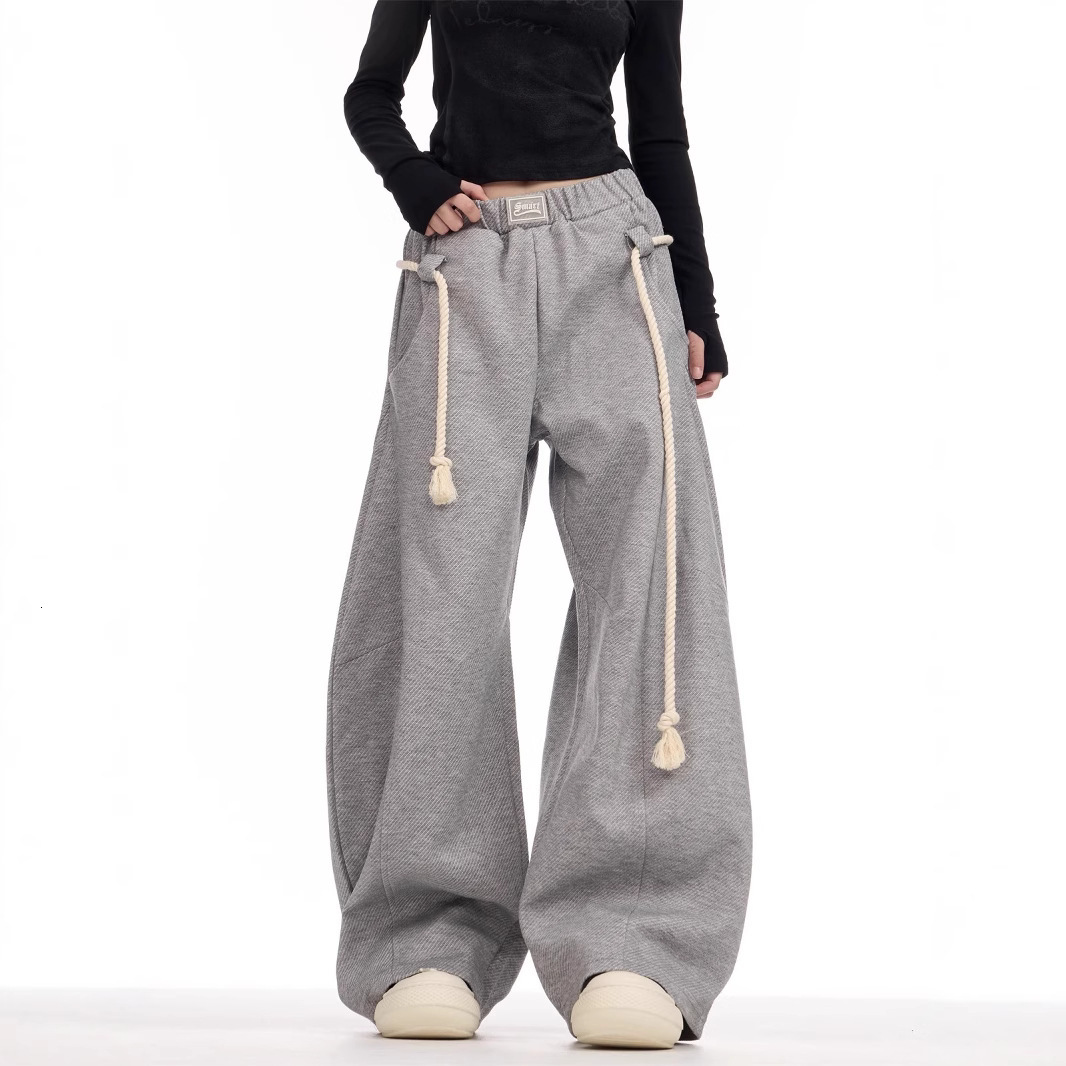 Americn-style Retro Sports Pnts For Women Wide-leg Curved Pnts New Spring Nd Utumn Loose Csul Designer Pnts Swetpnts Stright-leg Floor-length Pnts