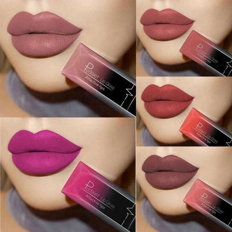 Waterproof Nude Matte Velvet Glossy Gloss Balm Sexy Red Lip Tint 21 Colors Women Fashion Makeup Lipstick Tube H260302