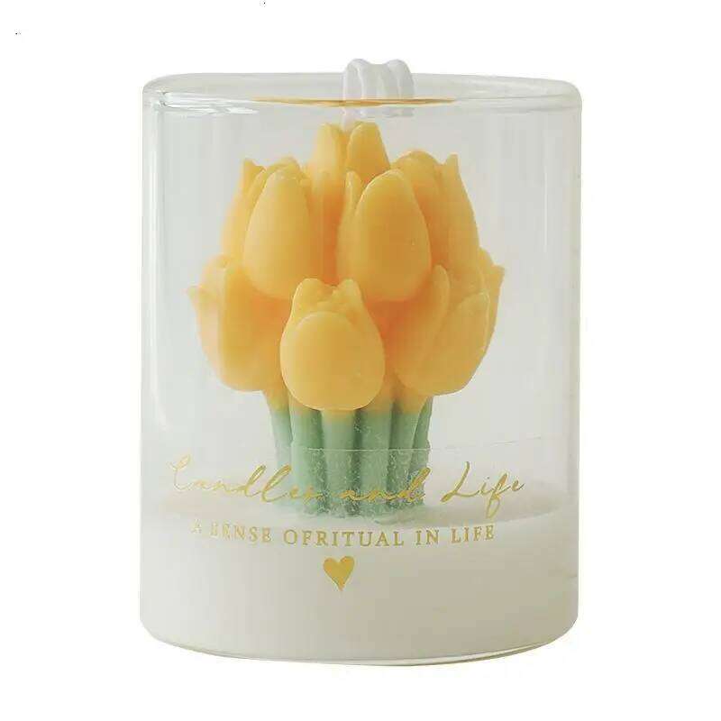 Tulip Bouquet Handmade Scented Candle, Soy Wax Candle Aromatherapy, Birthday Candles Wedding, Home Decoration for Party W260303