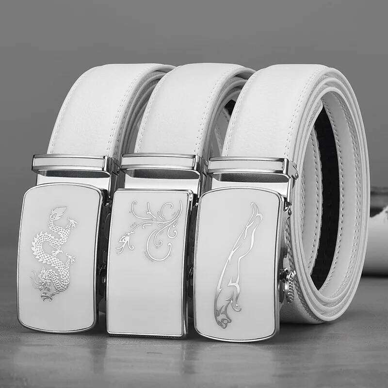 New White Double-sided Cowhide for Men Fashion Casual Business Suit Accessories Luxury Design Brand Belt 3.5cm S260228