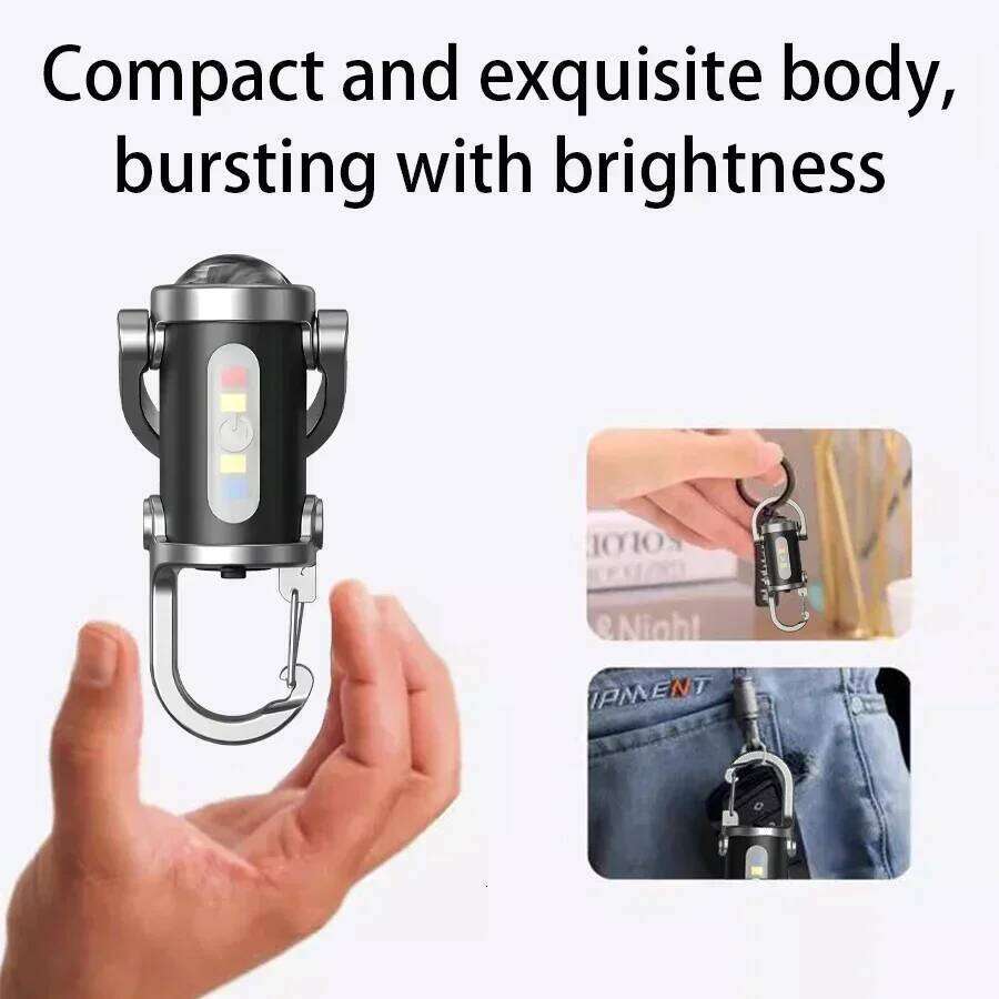 1/2Pcs Rechargeable Flashlight Multifunction COB Work 6 Modes Emergency Keychain Light for Walking Search Hiking S260302