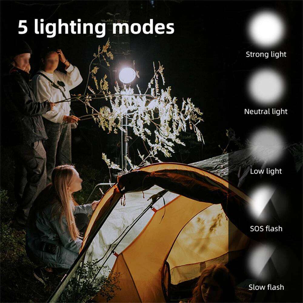 Super bright camping light, Rechargeable LED flashlight Outdoor lantern portable hook With 5 lighting modes S260302