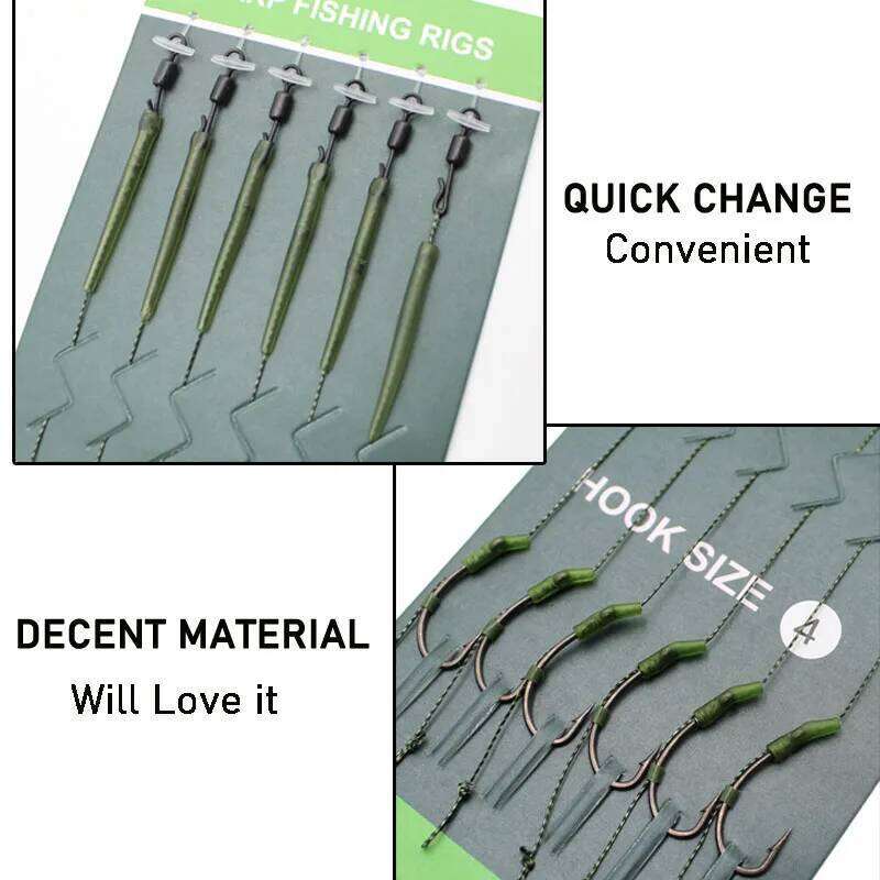 6pcs Hair Rigs Ready Made Carp Hook Size 2#4#6#8 Fishing Tackle Equipment Accessories Pesca Z260228