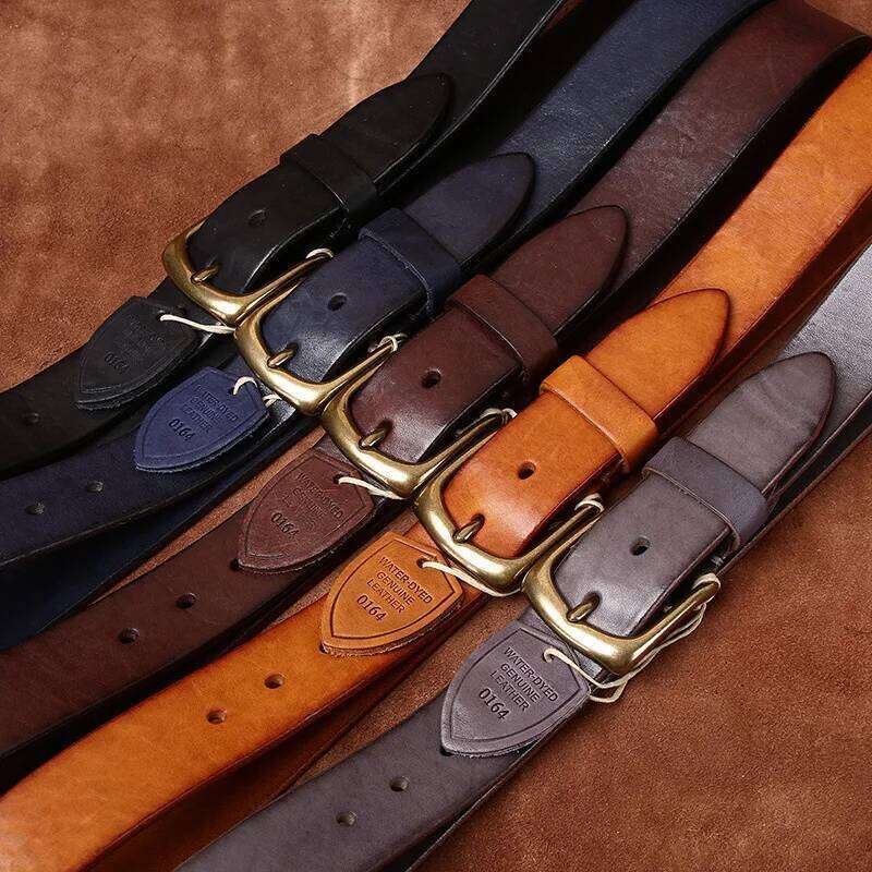 38mm Thickened Genuine Leather Tough Guy Men's Belt Luxury Designer Strap Thick Cowhide Pure Copper Buckle Classic Retro Jeans S260228