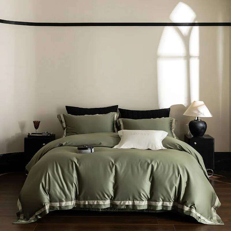 Customizable led luxury 100 pcs double-strand long-staple four-piece set cotton skin-friendly bed sheet quilt cover W260302