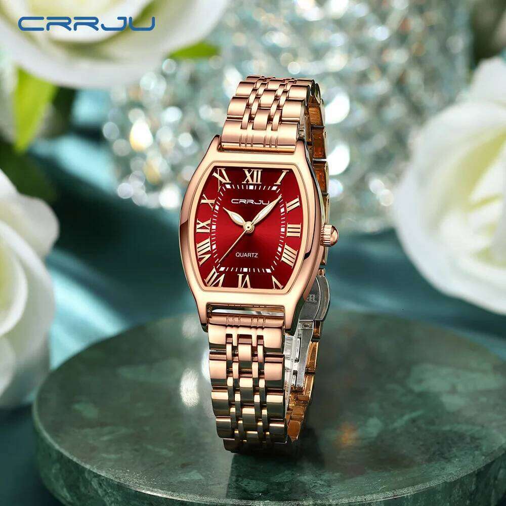 CRRJU Women Watches Creative Steel Dress Bracelet Wristwatches Ladies Square Waterproof Female Relogio Feminin XJ260303