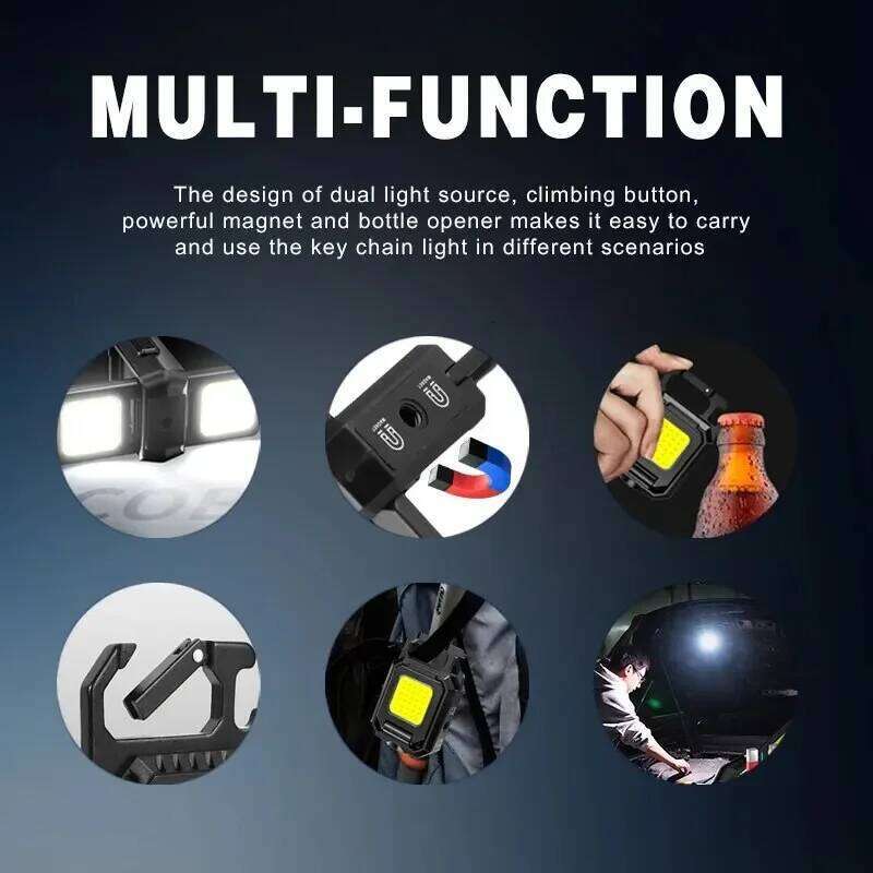 COB Keychain Work with Dual Source 5Mode Rechargeable High Lumens Portable LED Light for Camping Hiking Running S260302
