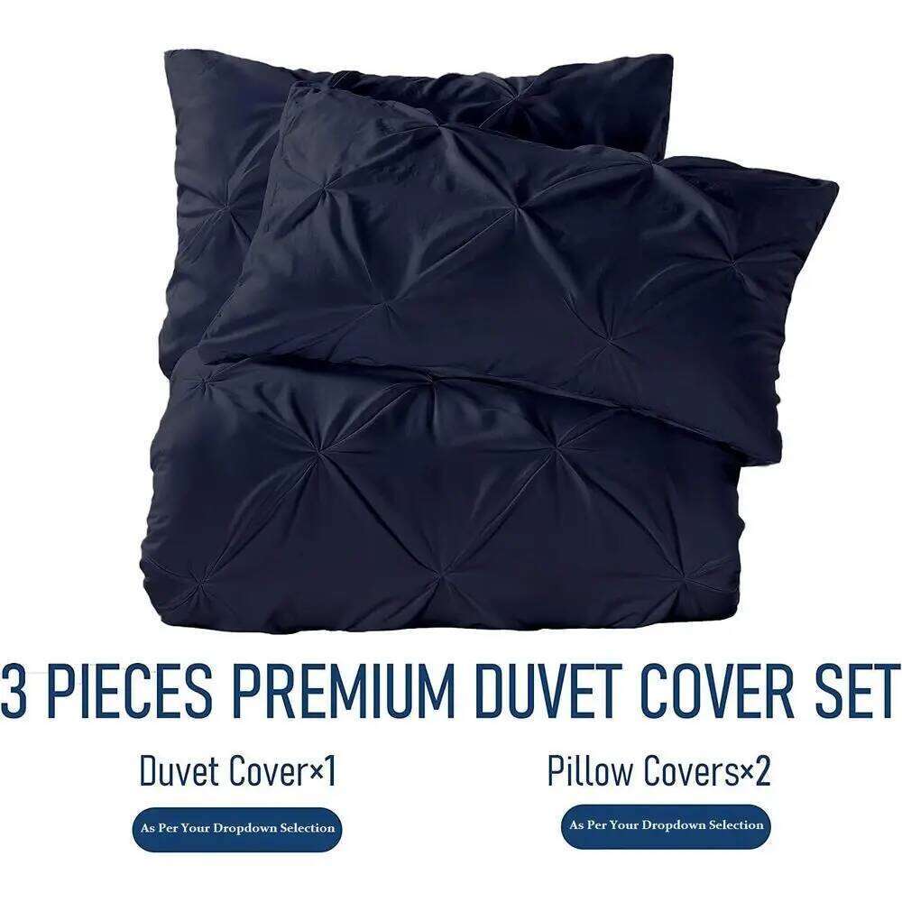 Super King Plus 120x120 Navy Blue 1000-Thread Egyptian Cotton Hypoallergenic Duvet Cover Set with Zip Closure & 2 Pillowcases W260302