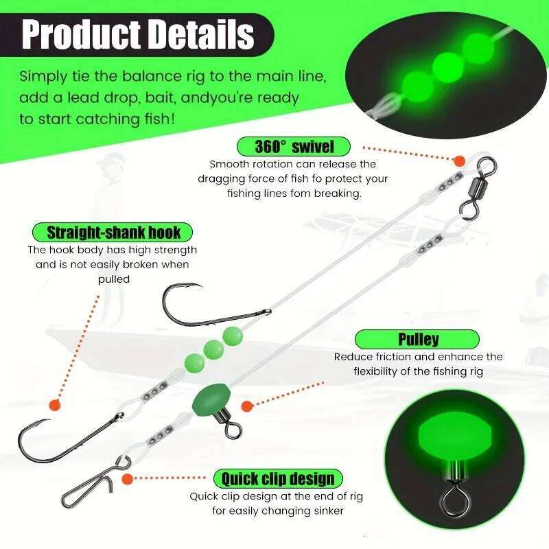 Pre-Tied Pulley Rigs Surf Fishing - Ready for Flounder, Whiting, Bass | Heavy Duty Nylon, Multiple Sizes Z260228
