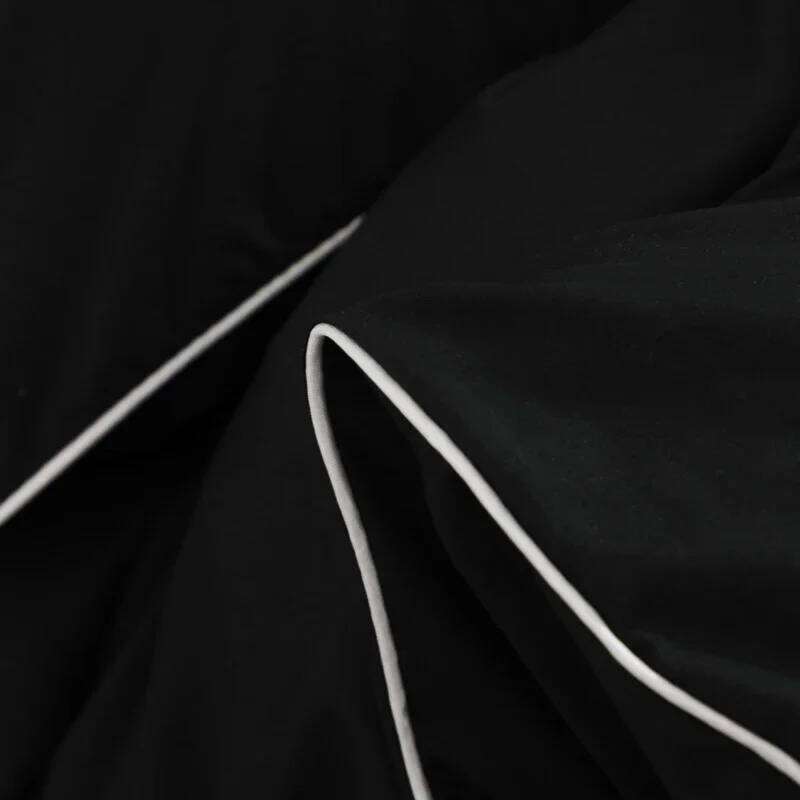 Black Color For Adults Simple Style Double Sheet Sets Single/Queen/king Bed Cover Full Set Plain Bedding W260302
