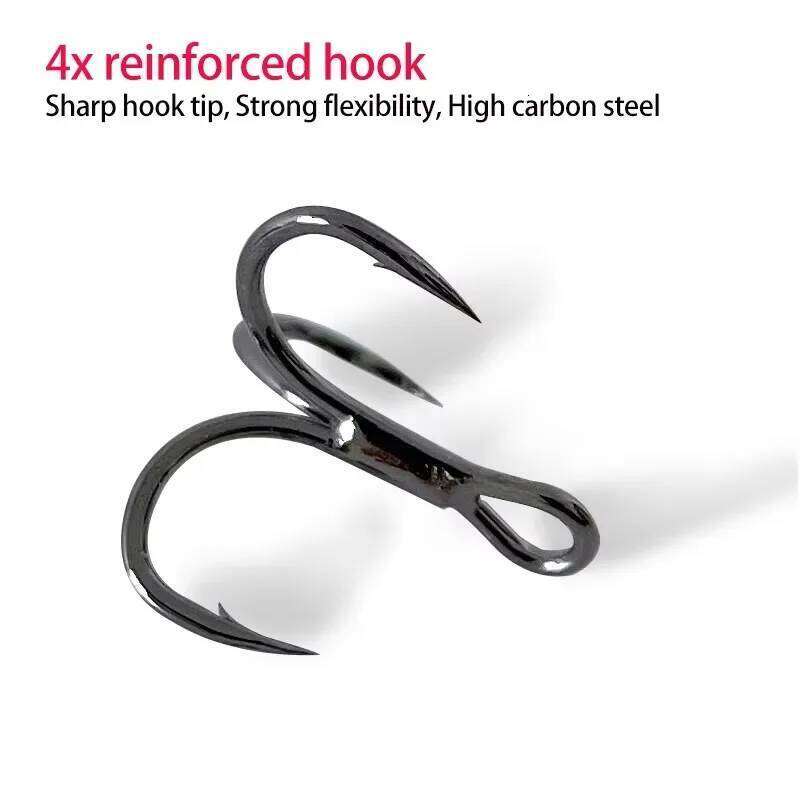 50Pcs High carbon steel black nickel round body sharp three anchor hooks fishing accessories Z260228