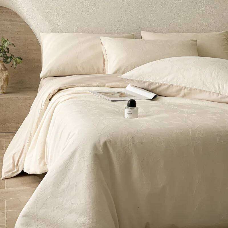 Light luxury A class 60 bed four-piece set 100% pure cotton yarn-dyed washed jacquard solid color W260302