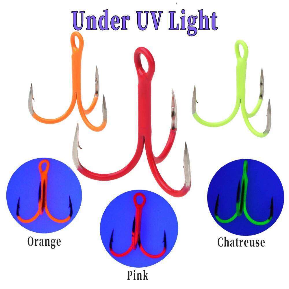 Wifreo 10pcs Luminous Green Treble Barbed Sharp Triple Sea Hooks Hard Lures Bait Hook Fishing Tackle Z260228