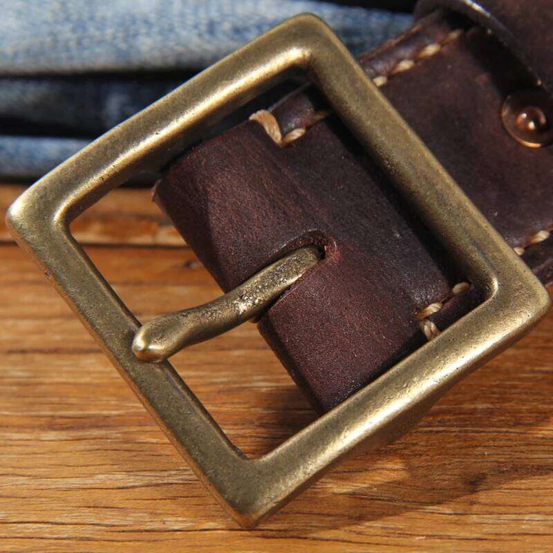 4CM Genuine Leather For Men's High Quality Brass Buckle Jeans Casual Belts Extra Thick Natural Cowhide Designer Rough Style S260228