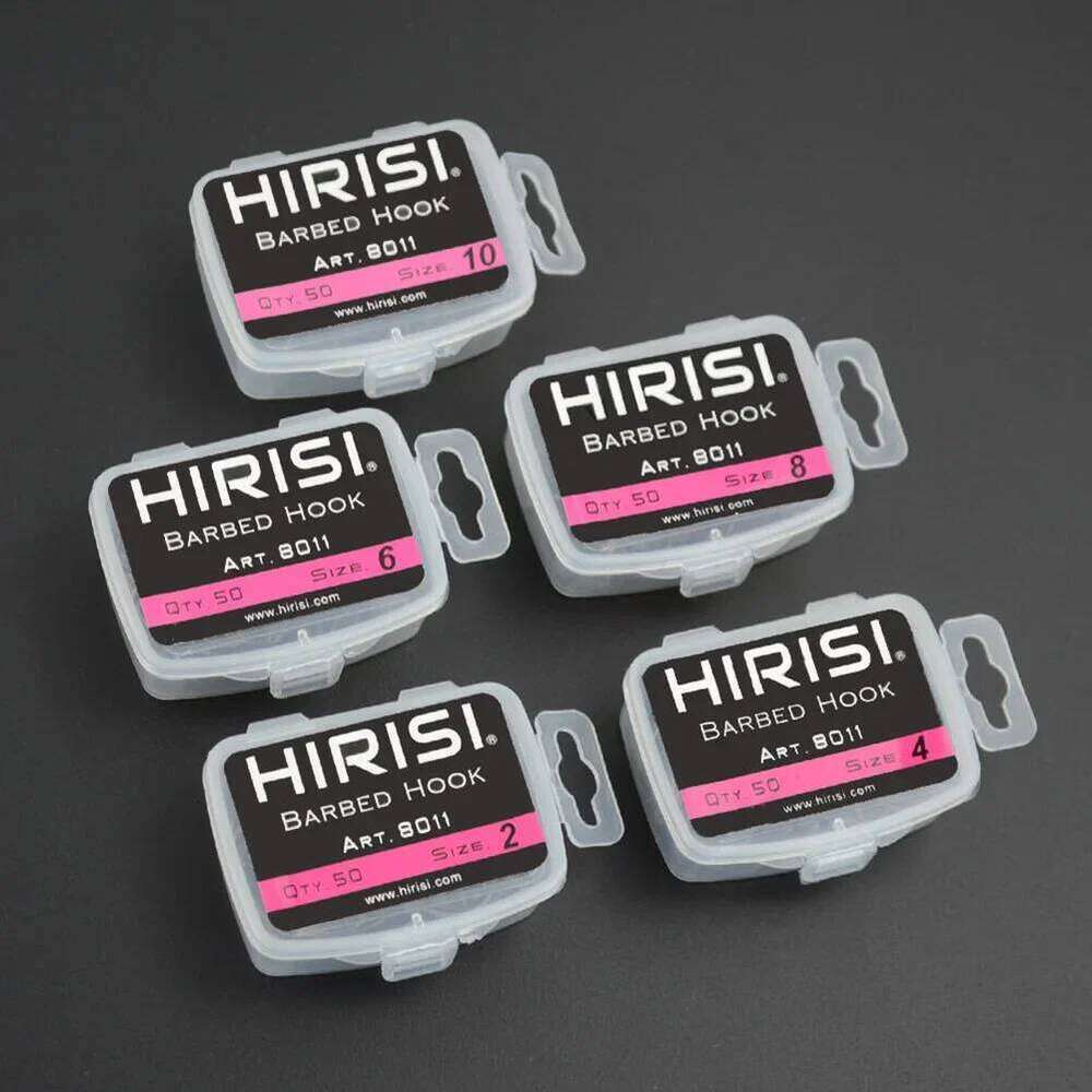 HIRISI 50PCS Fishing Barbed Hook Curve Shank Professional Series Carp Hooks Hair Rigs Portable Tackle Tools High Quality Part Z260228