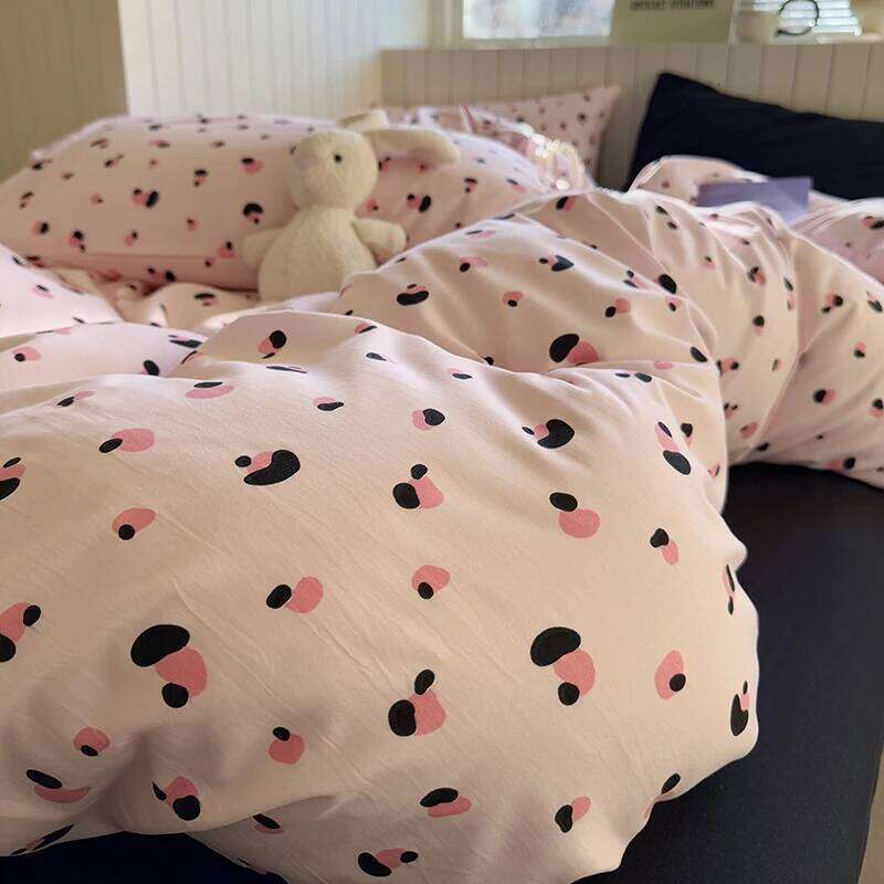 INS Korean Pink Girls Bedding Sets 2025 New Soft Flat Sheet Duvet Pillowcase Bed Linen Queen Full Size Quilt Cover Set W260302 W260302
