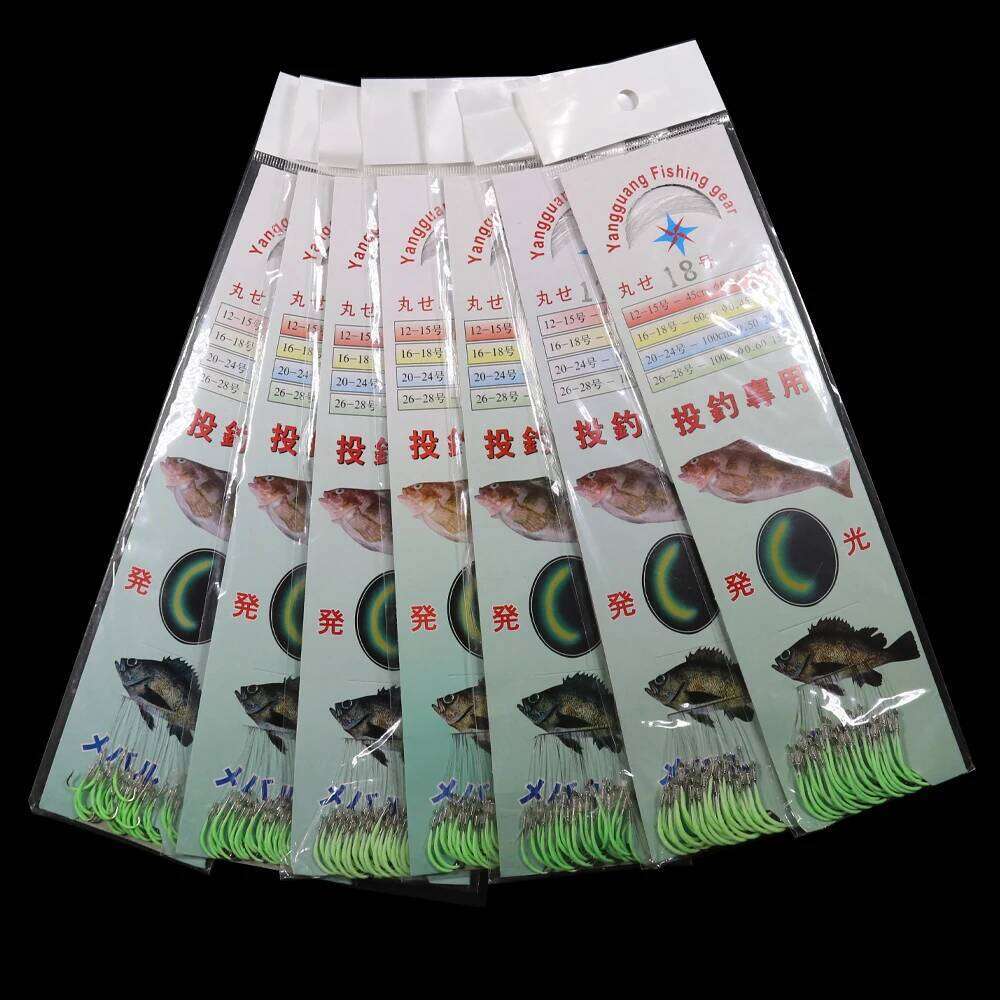 Elllv 30/20/15/10pcs 12# -30# Luminous Hook With Hand Tied Line Glow Barbed Saltwater Hooks For Snapper Grouper Fishing Z260228