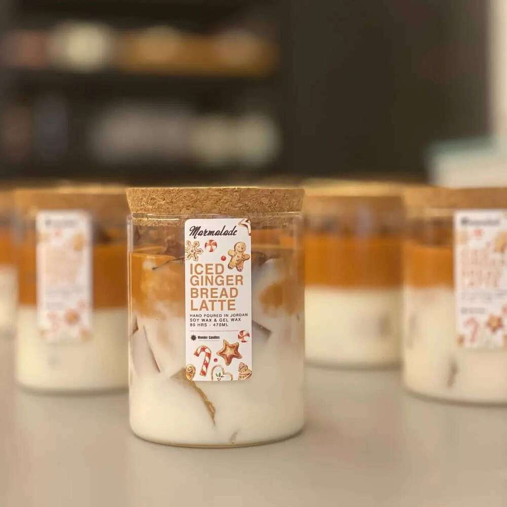 Matcha Iced Coffee Scented Glass Jelly Wax Home Festival Decoration Fragrance Candle Jar W260303