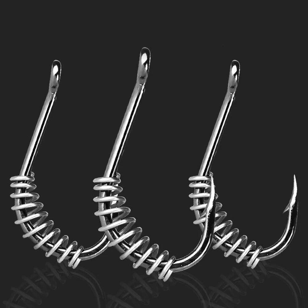 10pcs/lot iseama 1#-10# spring fishing hooks Stainless Steel Barbed Swivel Explosion Hooks for Carp Fly Fishing Pesca Z260228